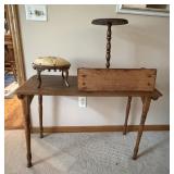 Wooden Side Table and Other Items