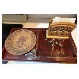 Wooden Serving Trays And Napkin Holder