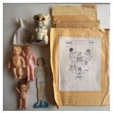 Vintage Plastic Dolls and Sewing Patterns