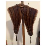 Brown Striped Fur Stole
