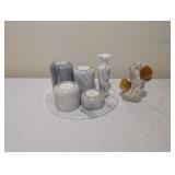 Marble Candle and Vase Set