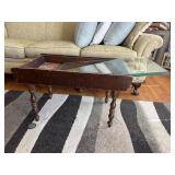 Vintage Wooden Coffee Table/Display Table with Glass Top