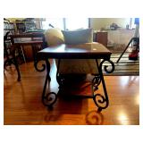 Wood and Iron Scroll Side Table