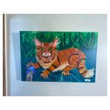 Vivid Cat Painting on Canvas