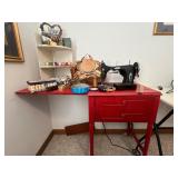 Vintage WHITE Rotary Sewing Machine with Cabinet and Accessories