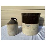 Antique Stoneware (6 gallon) Crock and Jug