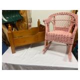 Vintage Doll Rocking Chair & Cradle