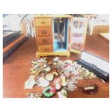 Vintage Wooden Jewelry Box &