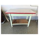 Vintage Two-Tier Utility Table with Enamel Top