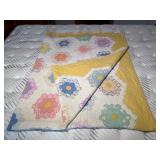 Vintage Handmade Floral Patchwork Quilt