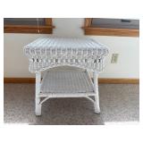 White Wicker Side Table
