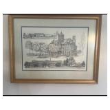 Framed Architectural Sketch Print-Gibsonburg, Ohio
