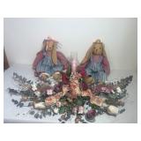 Vintage Decorative Bunny and Floral Arrangement