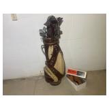 Vintage Golf Bag with Clubs and Shoes