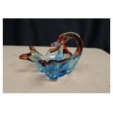 Vintage Art Glass Swan Bowl