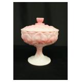 Fenton Pink Rosalene Water Lily Candy Dish