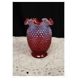 Fenton Cranberry Opalescent Hobnail Vase