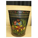 Vintage Tole Painted Trash Can