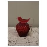 Fenton Cranberry Opalescent Hobnail Pitcher