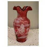 Fenton Mary Gregory Collection Cranberry Vase