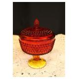 Amberina Hobnail Compote or Candy Dish