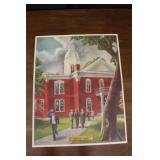 Vintage Oldham Courthouse Lithograph Print