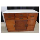 Vintage Enamel Top Kitchen Cabinet