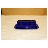 Vintage Cobalt Blue Butter Dish
