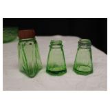 Green Uranium Depression Glass Shakers