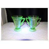 Green Uranium Depression Sugar Bowl & Creamer