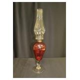 Antique Cranberry Oil Lamp