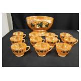 Anchor Hocking Lusterware Punch Bowl & Cups