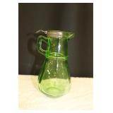 Green Uranium Depression Glass Syrup Dispenser