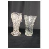 2 Clear Glass Vases