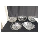 5 Clear Glass Bowls