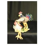 Rooster and Hen Shelf Sitter