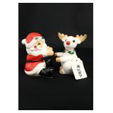 Christmas Deer and Santa Salt and Pepper Shakers