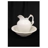 White Antique Pitcher and Bowl