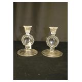 Two Vintage Glass Candlesticks
