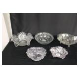 5 Clear Glass Bowls