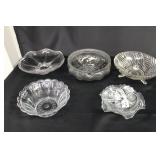 5 Clear Glass Bowls