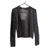BCBG Max Azria Black Open-Knit Sequin Cardigan (C)