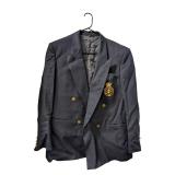 Yves Saint Laurent Navy Blazer w/ Crest & Tie (C)