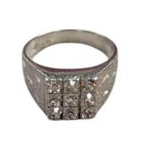 9 Gem Silver Signet Ring Size 5 (15 3/4)