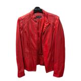 Red Pu Leather Jacket Tribal Size S (C)