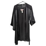 La Vie en Rose Black Satin Lace Robe (C)