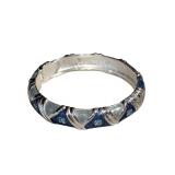 SilverTone Shades of Blue Hinged Bangle w/ Gem (C)