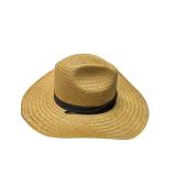 Vintage Woven Straw Sun Hat with Black Band (C)