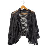Free People Black Lace Ruffle Cardigan (C)