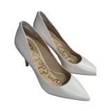 Sam Edelman White Leather Pointed-Toe Heels (C)